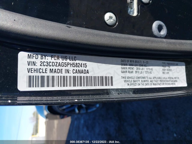 Dodge Challenger Sxt 2023 2C3CDZAG5PH582415 Image 9