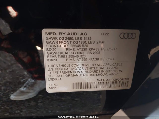 WA1FAAFY2P2066701 Audi Q5 Prestige 45 Tfsi S Line Quattro S Tronic