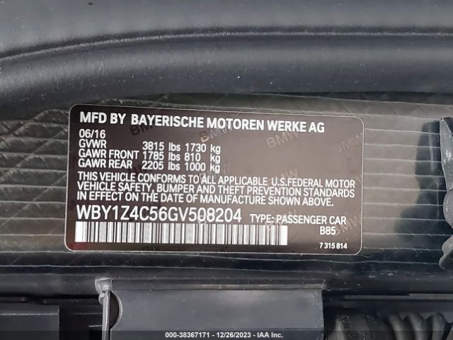 WBY1Z4C56GV508204 BMW I3 Base W/range Extender