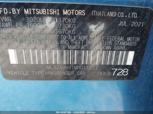 ML32AUHJ1MH011271 Mitsubishi Mirage