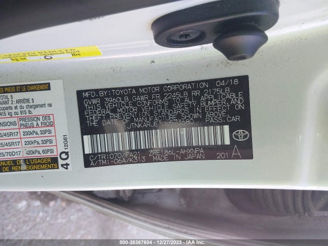 Toyota COROLLA IM 2018 JTNKARJE1JJ573680 Image 11