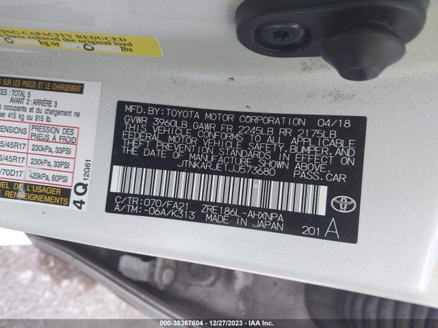 Toyota COROLLA IM 2018 JTNKARJE1JJ573680 Image 9