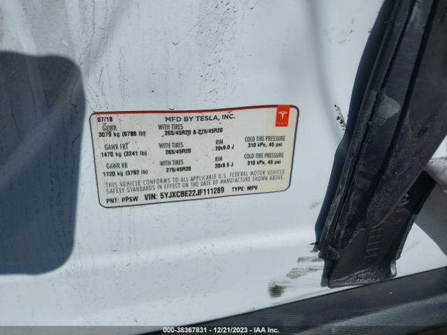 2018 TESLA MODEL X 5YJXCBE22JF111289 Photo 8