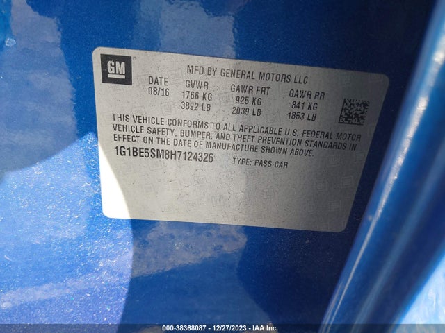 Chevrolet Cruze Lt Auto 2017 1G1BE5SM8H7124326 Image 9