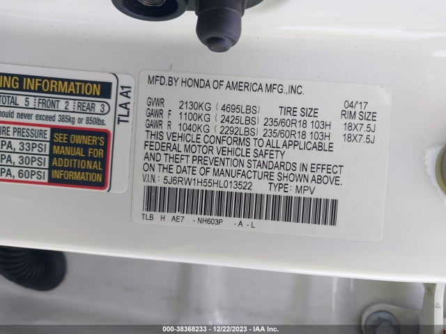 Honda CR-V EX 2017 5J6RW1H55HL013522 Image 9
