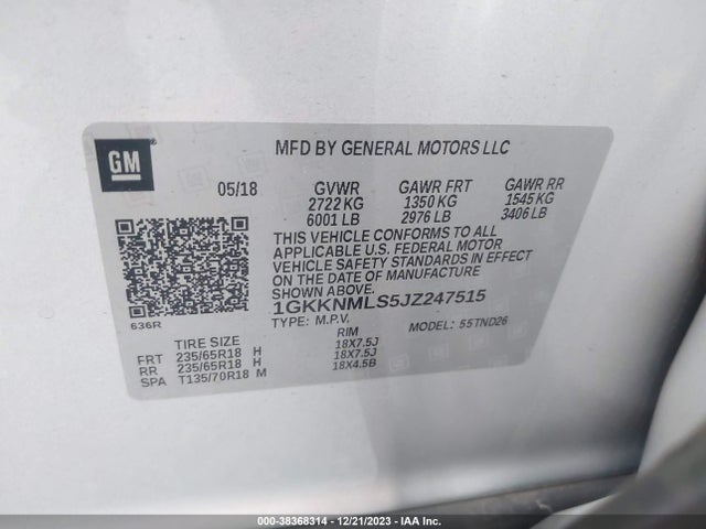 GMC Acadia Slt-1 2018 1GKKNMLS5JZ247515 Image 9