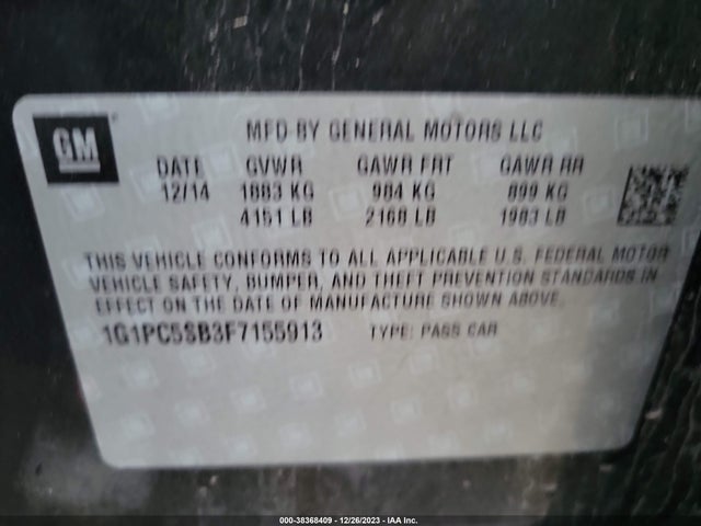 Chevrolet Cruze 1lt Auto 2015 1G1PC5SB3F7155913 Image 9