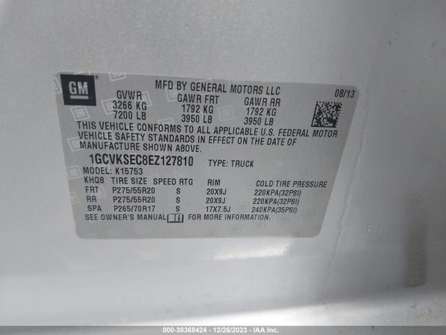 Chevrolet Silverado 1500 2lz 2014 1GCVKSEC8EZ127810 Image 9