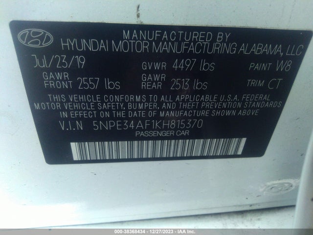 Hyundai Sonata Sport 2019 5NPE34AF1KH815370 Image 9