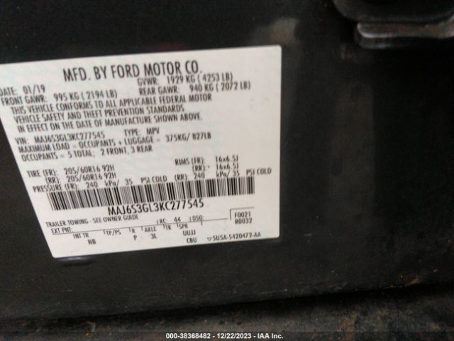 MAJ6S3GL3KC277545 Ford Ecosport Se