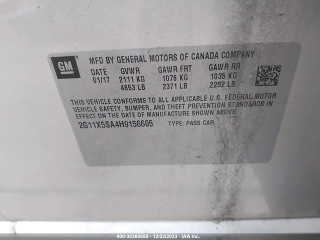 Chevrolet Impala 1fl 2017 2G11X5SA4H9156605 Image 9