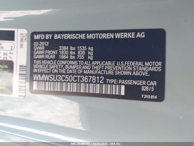2012 MINI COOPER WMWSU3C50CT367812 Photo 8