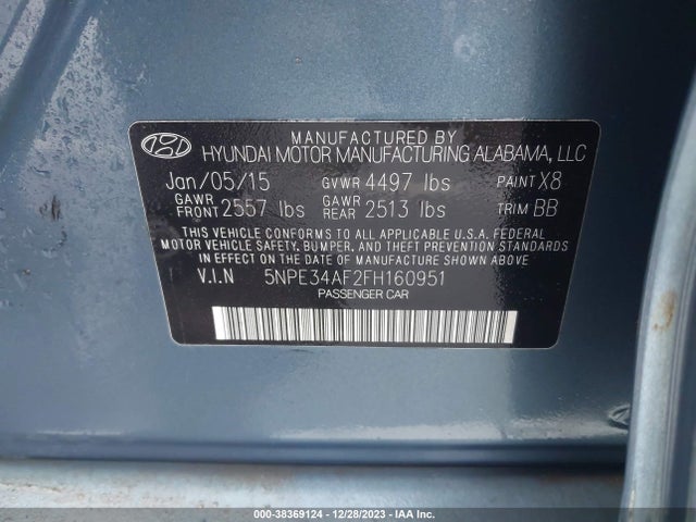 Hyundai Sonata Limited 2015 5NPE34AF2FH160951 Image 9