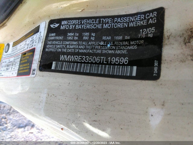2006 MINI COOPER S WMWRE33506TL19596 Photo 8