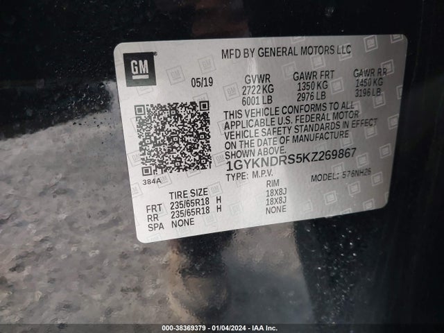 Cadillac XT5 LUXURY 2019 1GYKNDRS5KZ269867 Image 9
