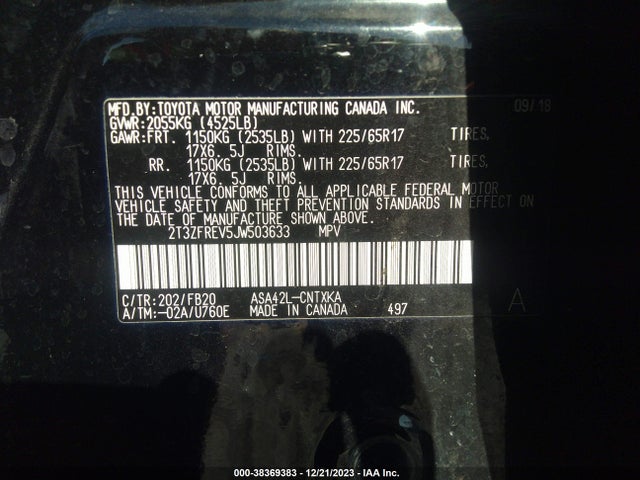 Toyota RAV4 LE 2018 2T3ZFREV5JW503633 Image 9