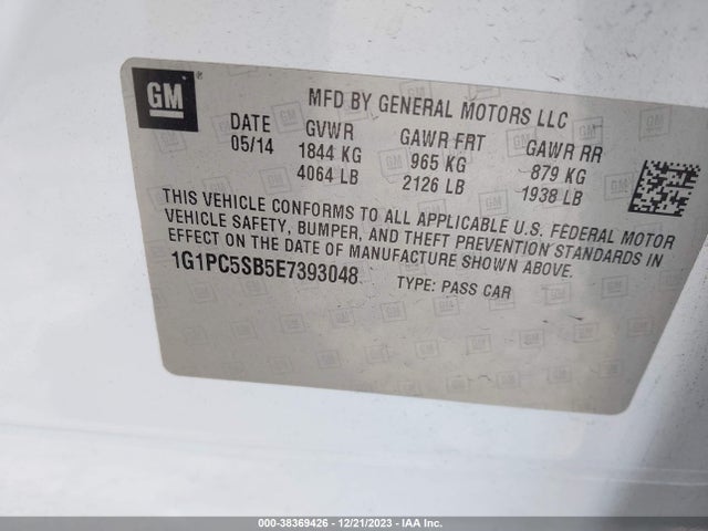 Chevrolet Cruze 1lt Auto 2014 1G1PC5SB5E7393048 Image 9