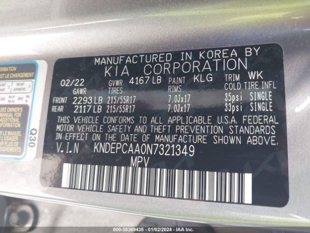 KNDEPCAA0N7321349 KIA Seltos Lx