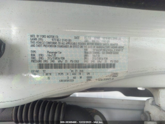 2013 FORD FOCUS SE VIN: 1FADP3K2XDL330817