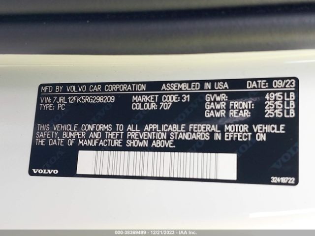 7JRL12FK5RG298209 Volvo S60 B5 Core Dark Theme
