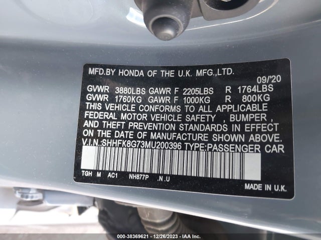 Honda Civic Type R Touring 2021 SHHFK8G73MU200396 Image 9