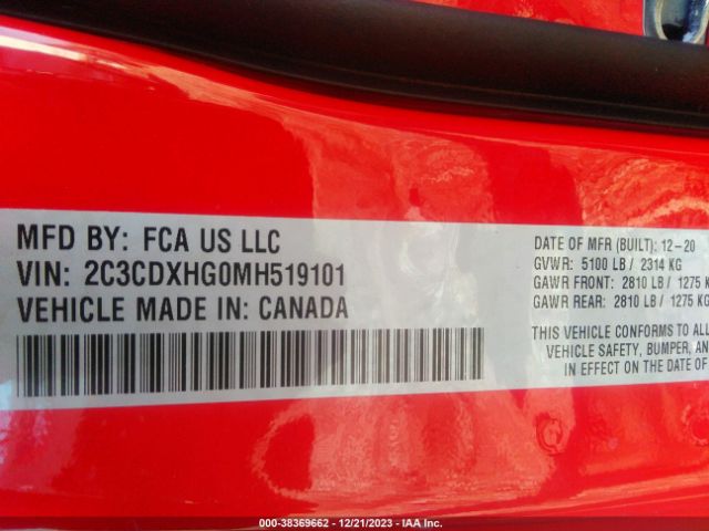 2C3CDXHG0MH519101 Dodge Charger Gt Rwd