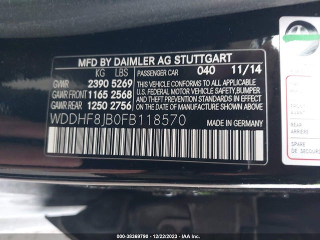 2015 MERCEDES-BENZ E 350 4MATIC VIN: WDDHF8JB0FB118570