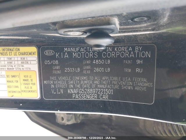 2009 KIA RONDO EX VIN: KNAFG528897221501