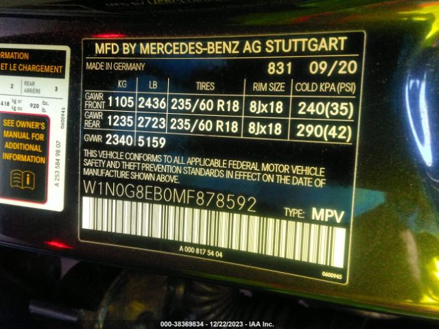 W1N0G8EB0MF878592 Mercedes-Benz Glc 300 4matic Suv