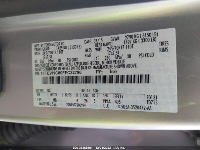 1FTEW1C80FFC22796 Ford F-150 Xlt