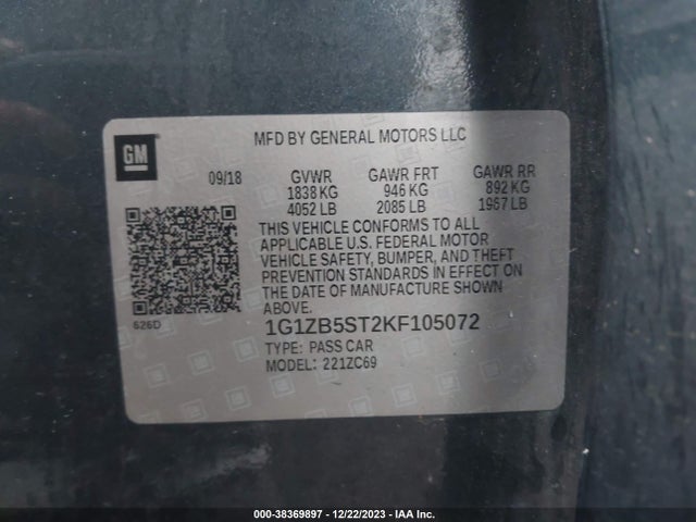 Chevrolet Malibu 1ls 2019 1G1ZB5ST2KF105072 Image 9