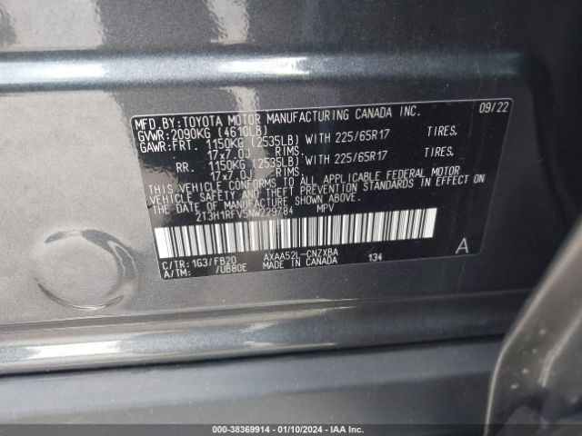 Toyota RAV4 LE 2022 2T3H1RFV5NW229784 Image 9