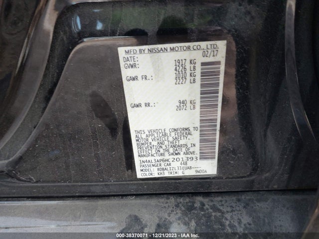 2017 NISSAN ALTIMA 2.5 SV VIN: 1N4AL3AP6HC201393