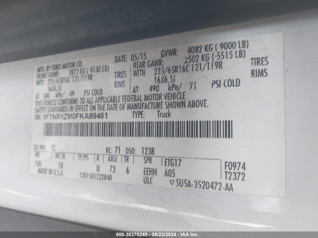 Ford Transit-250 2015 1FTNR1ZM0FKA89461 Image 9
