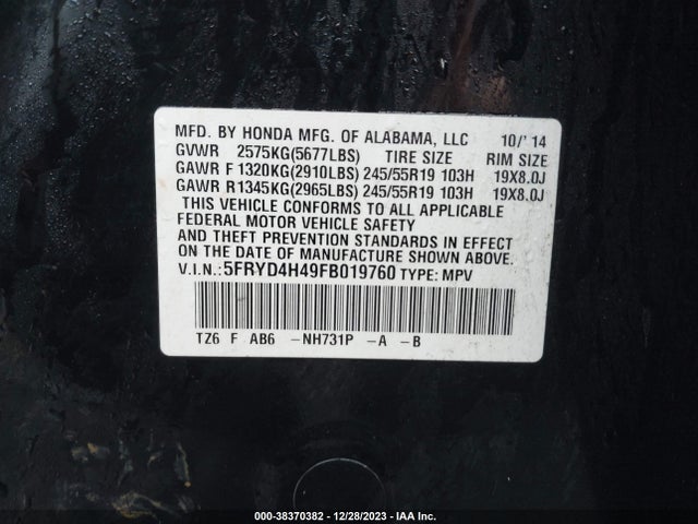 Acura Mdx Technology Package 2015 5FRYD4H49FB019760 Image 9