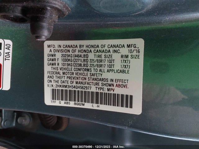 Honda CR-V EX 2016 2HKRM3H54GH562977 Image 9