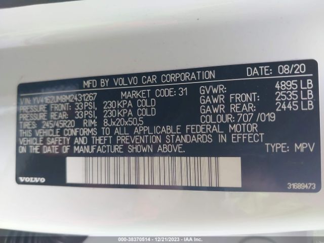 2021 VOLVO XC40 YV4162UM8M2431267 Photo 8