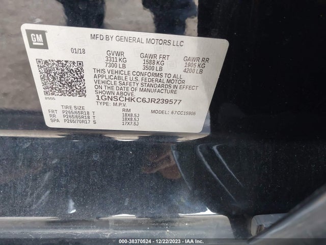 Chevrolet Suburban Lt 2018 1GNSCHKC6JR239577 Image 9