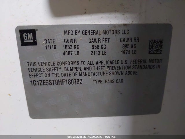 Chevrolet MALIBU 1LT 2017 1G1ZE5ST8HF180732 Image 9