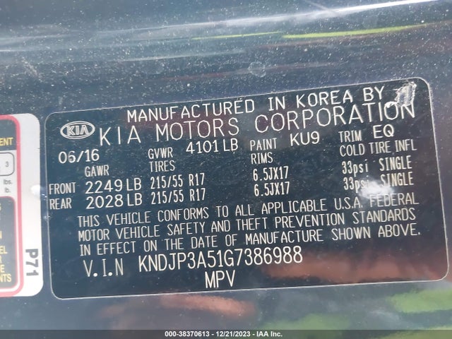 KIA SOUL + 2016 KNDJP3A51G7386988 Image 9