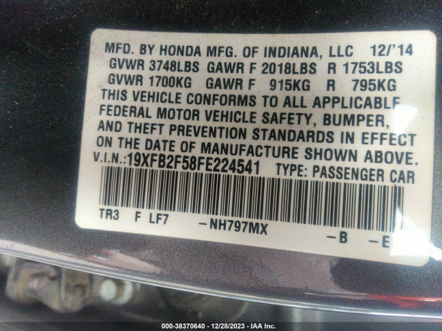 Honda Civic Lx 2015 19XFB2F58FE224541 Image 9