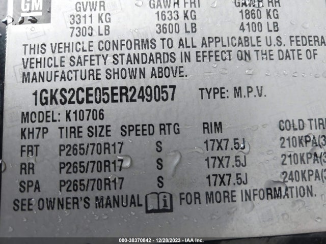 GMC YUKON SLT 2014 1GKS2CE05ER249057 Image 9