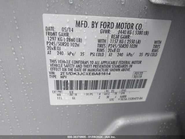 Ford EDGE SEL 2014 2FMDK3JCXEBA81614 Image 9