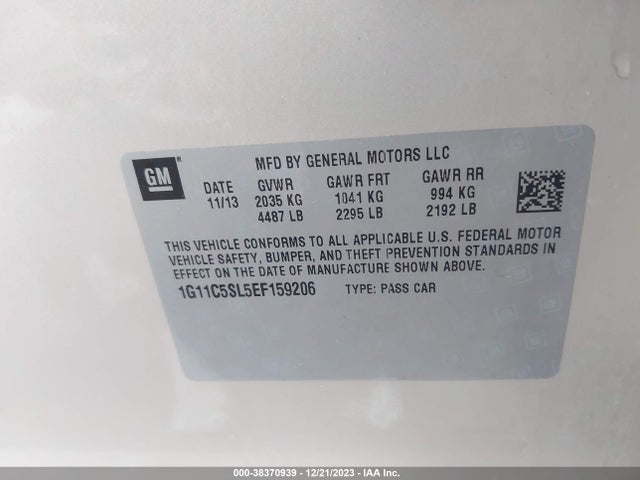 Chevrolet MALIBU 1LT 2014 1G11C5SL5EF159206 Image 9