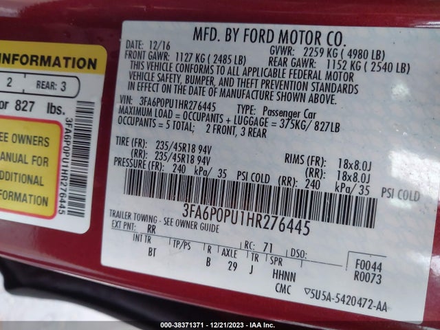 Ford Fusion Energi Se Luxury 2017 3FA6P0PU1HR276445 Image 9