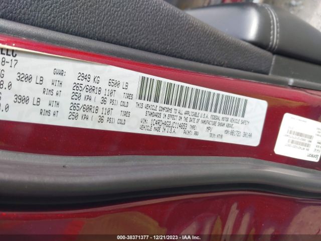 1C4RDHAG2JC114653 Dodge Durango Sxt Rwd
