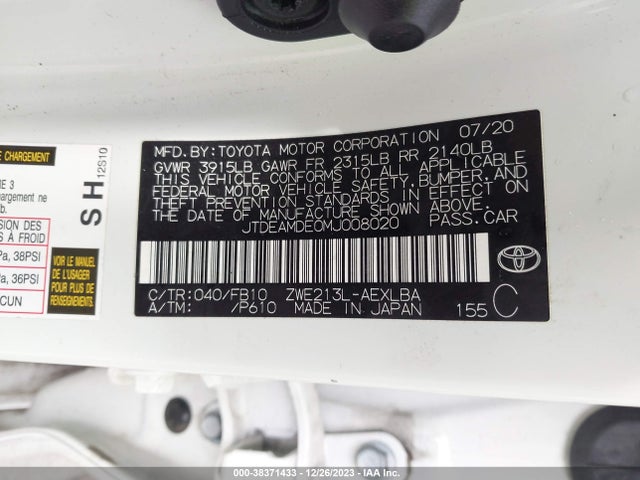 Toyota Corolla Hybrid Le 2021 JTDEAMDE0MJ008020 Image 9
