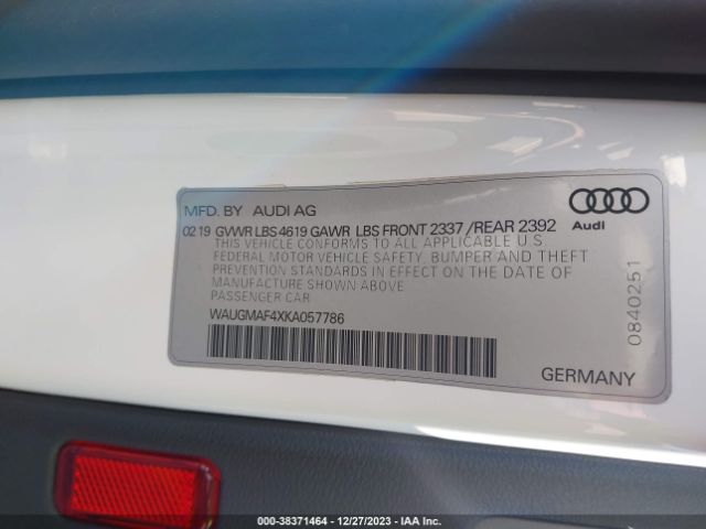 WAUGMAF4XKA057786 Audi A4 40 Premium/40 Titanium Premium