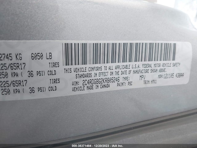 Dodge Grand Caravan Se 2019 2C4RDGBG2KR805246 Image 9
