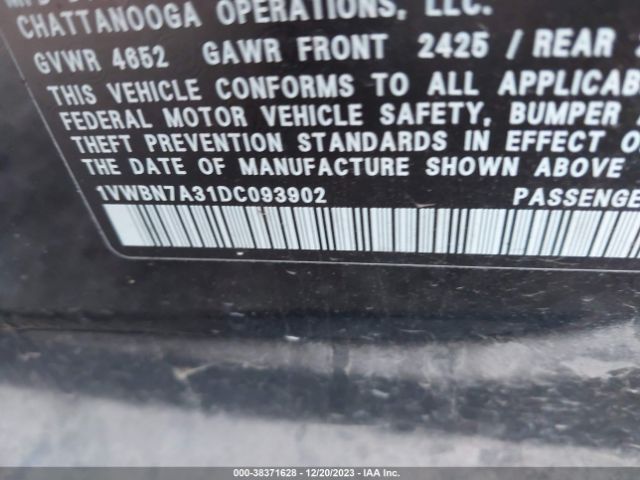2013 VOLKSWAGEN PASSAT 1VWBN7A31DC093902 Photo 8